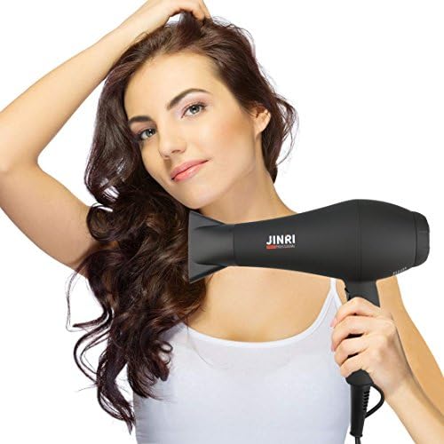 JINRI Ionic Hair Dryer with Diffuser & Comb and Concentrator, Lightweight Quiet Infrared Blow Dryer, Powerful 1875 Watt Motor for Smooth and Fast Drying Hair, Black - Image 2