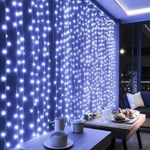 Dazzle Bright 300 LED Curtain String Lights, Christmas Fairy Lights for Bedroom with 8 Lighting Modes, Connectable Waterproof Window Lights Party Wedding Garden Wall Decor, White - Image 4