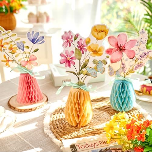 SUNBEAUTY Wildflower Baby Shower Table Decorations Wild Flowers Honeycomb Centerpieces for Garden Baby Shower Spring Floral Table - Image 5