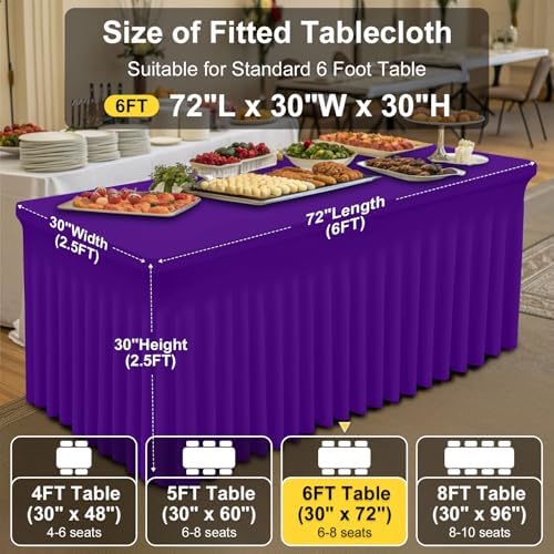 Smiry 2 Pack Spandex Elastic Fitted Table Cloth Skirt for 6FT Table - Image 4