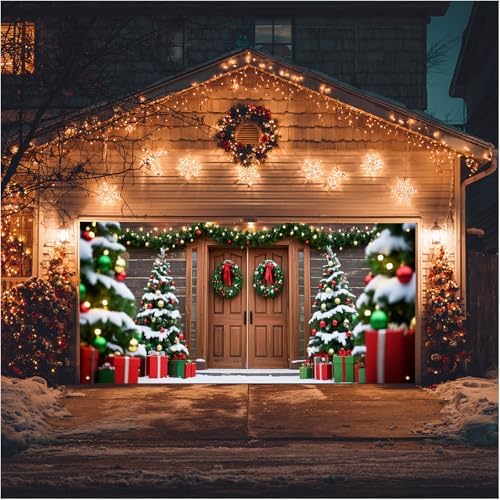 HOMETITUTE Christmas Rustic Wood Garage Banner 13x6ft Fabric - Image 5