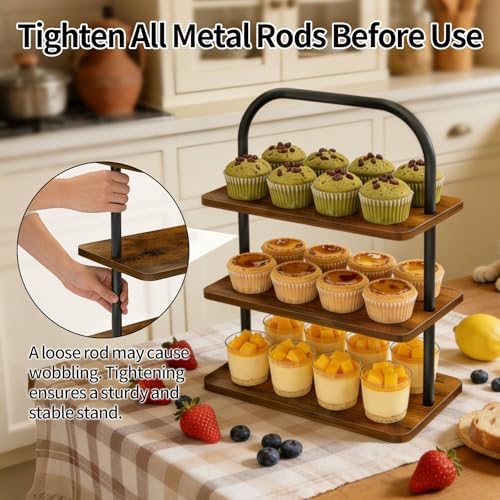 Cupcake Stand, 3 Tier Wood Cupcake Stand for 50 Cupcakes Large Dessert Stand Cupcake Display Stand Cupcake Tower for Farmhouse Decor, Party Serving Tray, Vendor Dessert Table Display Set - Image 6