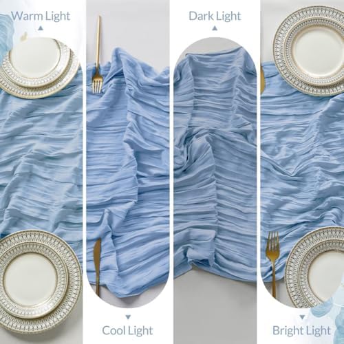 12 Pack Blue Cheesecloth Table Runner 35"×120" Gauze Fabric Table Runner - Image 7