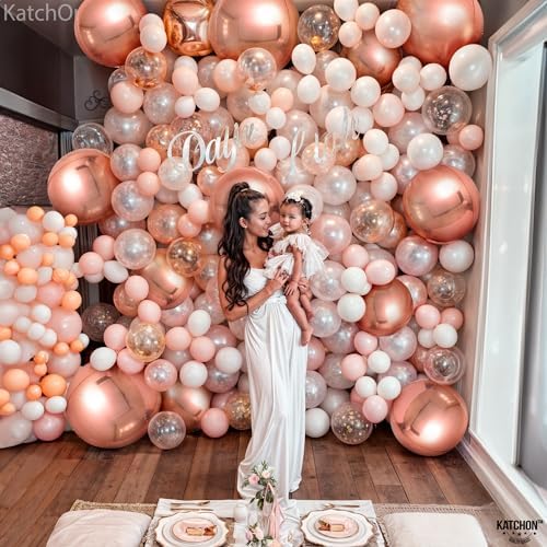 KatchOn Rose Gold Balloons - 22 Inch, Pack of 14, Engagement Decor - Image 4