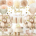Beige Baby Shower Decorations Set for Neutral Gender Reveal Party by Aurasys