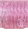 5 Pack Pink Foil Curtain Backdrop 3.2ft x 9.8ft Metallic Tinsel Foil Fringe Curtains Streamer Photo Booth Backdrop for Birthday Party Engagement Bachelorette Party Decorations (Pink) by Ohiyoo