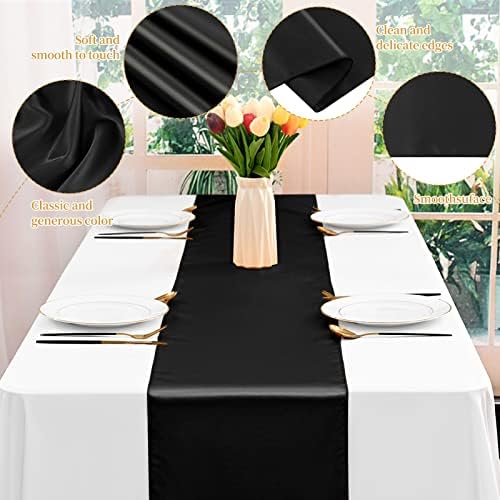 12 Pack Black Satin Table Runner 12 x 108 Inch Long Premium Table Runners for Wedding Party Events Decoration, Birthday Parties, Banquets Decorations, Graduations, Engagements - Image 3