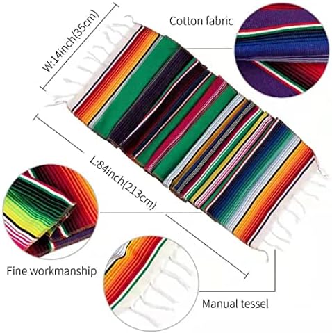 Mexican Table Runner 4 Pack, 14 x 84 in Serape Decor for Cinco de Mayo - Image 5
