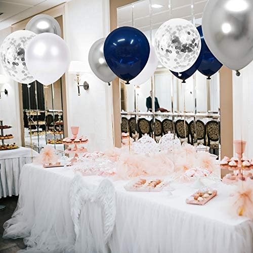 Hiquaty Navy Blue Balloons,50pcs 12 Inch Blue and Silver Balloons - Image 4