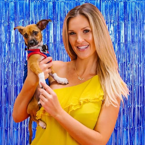 10 Pack Blue Backdrop Curtain 3.2ft x 8.2ft Metallic Tinsel Foil Fringe Curtains Photo Booth Background for Birthday Party Decoration Baby Shower Engagement Wedding Christmas Decoration (Blue) - Image 5