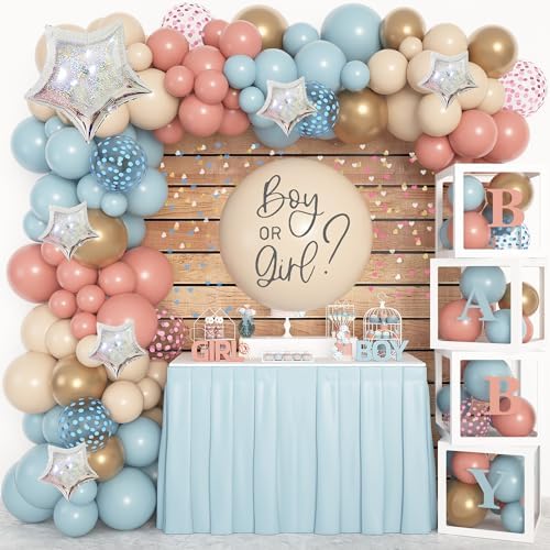 Amandir 164PCS Gender Reveal Balloon Boxes with Letters Decorations by Amandir