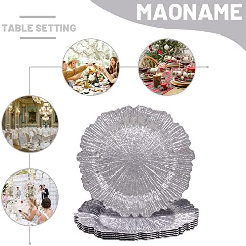 MAONAME Silver Charger Plates Set of 6, Reef Chargers for Dinner Plates - Image 6