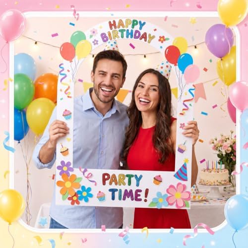 Beeveer 32 x 24 in Large Photo Booth Selfie Frame Props, White Arch - Image 5