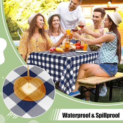 misaya 12 Packs Navy White Buffalo Gingham Plastic Disposable Table Cloth - Image 3
