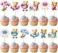 Gyufise 36Pcs Bear Cupcake Toppers Bear Cupcake Picks Baby Carriage Bottle Balloon We can Bearly Wait Cake Decorations for Baby Shower Gender Reveal Kids Birthday Party Supplies Blue Pink Coffee by Gyufise