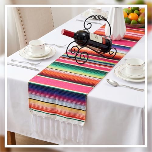 Tegeme 2 Pcs Mexican Table Runners 14 x 84 Inch Cotton,Fresh Style - Image 3
