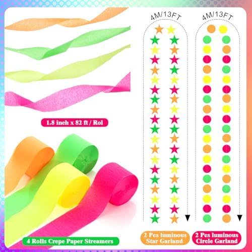 Taobary Neon Party Decorations 600 Sheet Paper Chain for Birthday - Image 5