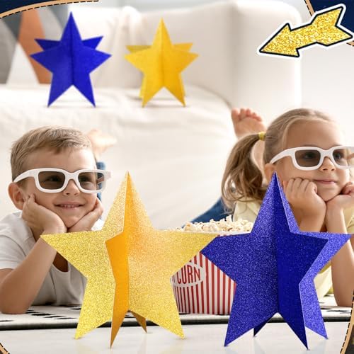 Sinload 45 Piece 3D Glitter Star Centerpieces Navy Blue Gold Party Decor - Image 5