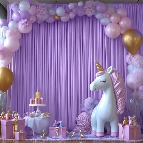 16x10FT Lavender Backdrop Curtains for Wedding Parties, Wrinkle Free Polyester Photography Backdrop Drapes for Wedding Baby Shower Birthday Parties Stage Background Stand Decorations 4x10ft,4 Panels - Image 3