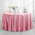 Pufogu 120" Round Light Pink Sequin Tablecloth Glitter White Table Cloths for Birthday Wedding Bridal Baby Shower Party Decorations by Pufogu