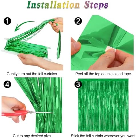 ZATAYE 4 Pack Green Christmas St Patricks Foil Curtain Streamer Decorations - Image 3