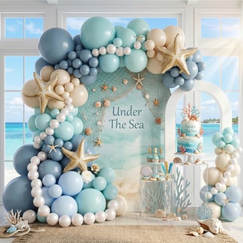tarfish Balloon Arch Kit, Under The Sea Birthday Decorations with 3 Starfish Foil Balloons, Ocean Theme Party Decorations for Ocean Baby Shower, Beach Birthday, Sea You Soon Baby Shower, Coastal Party by Unknown