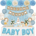 Ouddy Party Dusty Blue Baby Shower Decorations for Boys with Fringe Curtain by OuddyParty
