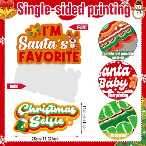 Beeveer 24 Pcs Christmas Photo Booth Props Red and Green Xmas Props Signs - Image 5