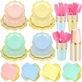Yaomiao 168 Pcs Pastel Party Supplies Princess Plates and Napkins Serves 24 by Yaomiao