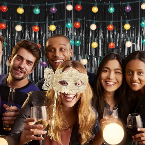 3 Pack 3.28ft x 6.56ft Glitter Black Tinsel Foil Fringe Curtains, Photo Booth Backdrop Party Decorations for Birthday Wedding Baby Shower Graduation Bachelorette New Years - Image 5