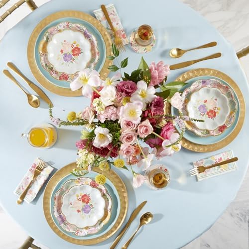 Kate Aspen Garden Blooms 62pc Paper Plates Napkins, 16pcs 7 inch & 16pcs 9 inch Heavy Duty Disposable Party Plates, 30pcs 6.5 inch Durable Paper Napkins for Bridal Shower, Baby Shower, Wedding Party - Image 3