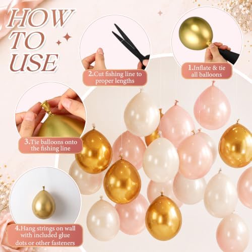 Thenshop Pink and Gold 220 Pcs Balloons with String Party Decorations - Image 4
