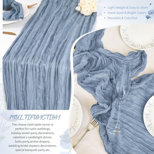 30 Pack Dusty Blue Cheesecloth Table Runner 17x108 Inches Boho Home Decor - Image 5