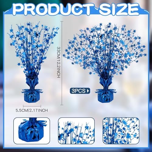 Crowye 3 Pcs Navy Blue Metallic Foil Spray Table Decorations for Birthday - Image 3