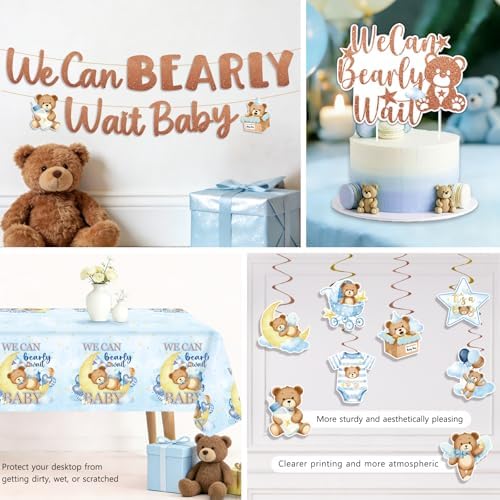 NeoRov 222 Pcs Blue Bear Baby Shower Decorations Tableware Set - Image 6