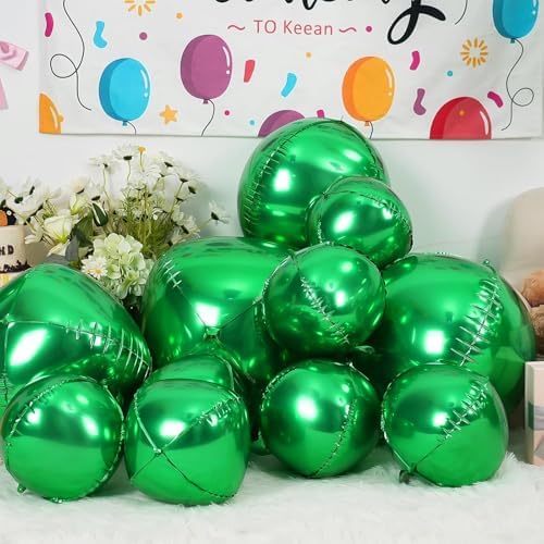 12PCS Metallic Green Round Foil Balloons 22" 15" 10" Large Chrome Green Balloon - Image 3