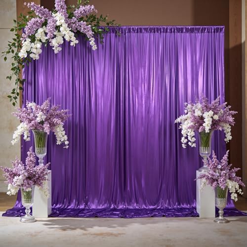 10x10ft Thick Purple Glitter Backdrop Curtain Panels for Parties, Wrinkle Free Sequin Sparking Photo Backdrop Drapes, 2 Panels 5x10ft Shimmer Back Drop Cloth for Wedding Birthday Photography by Outpain