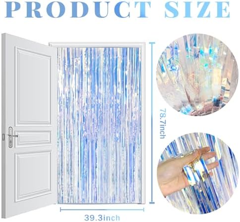 2 Pack Foil Curtain Backdrop Iridescent Metallic Tinsel Foil Fringe Curtains Photo Booth Props for Birthday Wedding Engagement Baby Shower Bachelorette Christmas Holiday Celebration Party Decorations - Image 7