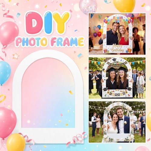 Beeveer 32 x 24 in Large Photo Booth Selfie Frame Props, White Arch - Image 4