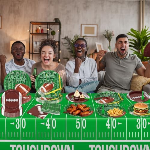 122 Pcs Football Plates and Napkins Serves 30 Guests Football Table Cloth - Image 6