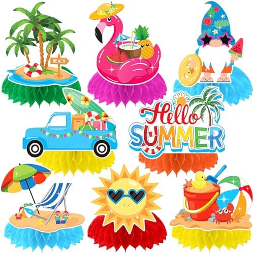 JULMELON 8PCS Summer Beach Pool Party Decorations, Honeycomb Centerpieces by JULMELON