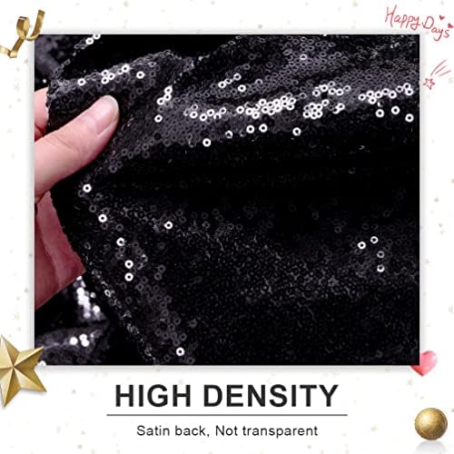 PartyDelight Black Sequin Backdrop Curtains 5x10ft 2 Panels - Image 3