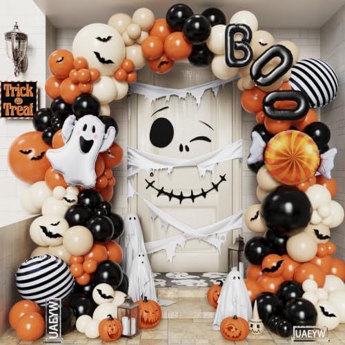 Halloween Balloon Arch Garland Kit, 154Pcs Burnt Orange Black Balloons by UAEYW