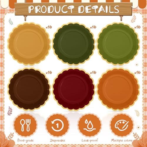96 Pcs Fall Paper Plates 9 Inch Gradient Color Scalloped Plates - Image 4