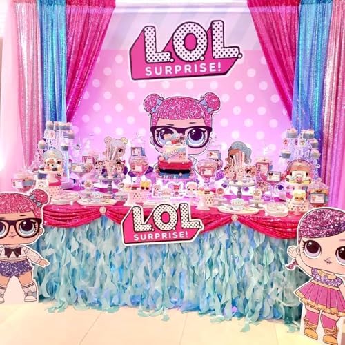 Backdrop Curtains Blush Pink Glitter Sequin Photo Curtain 6 Panels 2ftx8ft - Image 2
