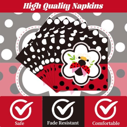 Lady Bug Birthday Party Decorations - 96 Pcs Lady Bug Baby Shower Plates Napkins Forks Tableware Decorations, Ladybug Party Dinnerware Supplies for Birthday Babyshower Serve 24 - Image 3