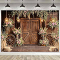 Barn Door Backdrop for Photography Western Cowboy Backdrop Wild West Theme Background Rustic Cowgirl Party Banner for Farm Rodeo Wedding Birthday Party Photo Shoot Supplies, 8X6 Ft by Viajar