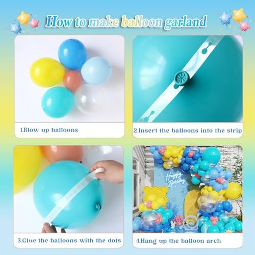 152pcs Cartoon Sponge Balloon Arch Kit,Yellow Blue Pink Clear Balloons For Cartoon Sponge Baby Shower Party Decorations Under The Sea Ocean Theme Birthday Party Supplies - Image 3