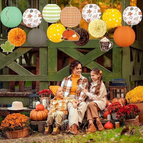 16Pcs Fall Thanksgiving Decorations Paper Lanterns Set - Image 6