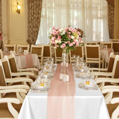 TURSTIN 16 Pack White Satin Tablecloth 102 x 58 Inch Overlay Table Cover - Image 7